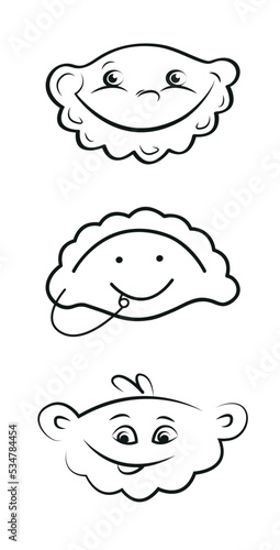 Smiling dumplings logos in different styles