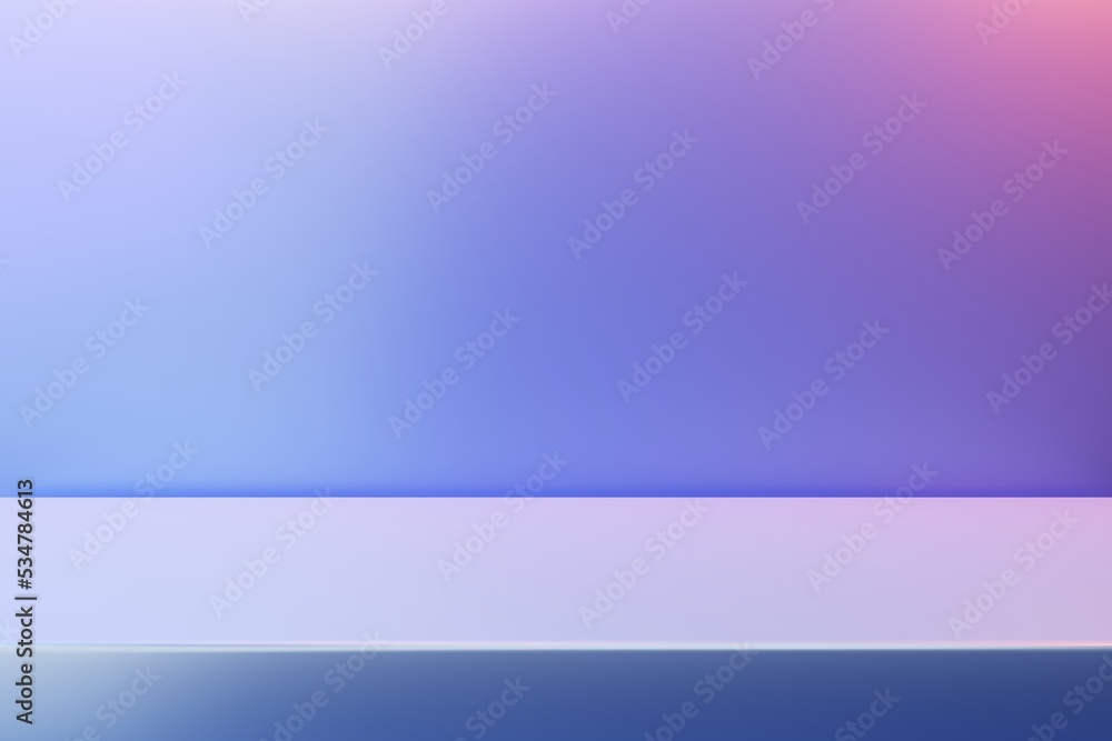 Podium on a pink and blue background, 3d render