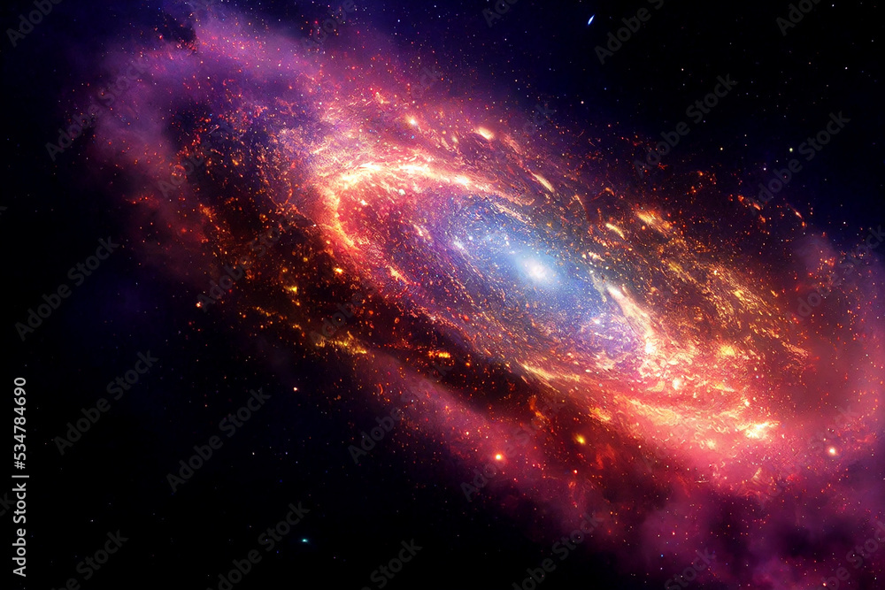 Obraz premium Spiral Galaxy Space Exploration 3D Visualization Conceptual Art Dramatic Abstract Background. Cosmic Stars Cluster Structure Stunning Astrophotography Wallpaper. Space and Astronomy Photo Artwork