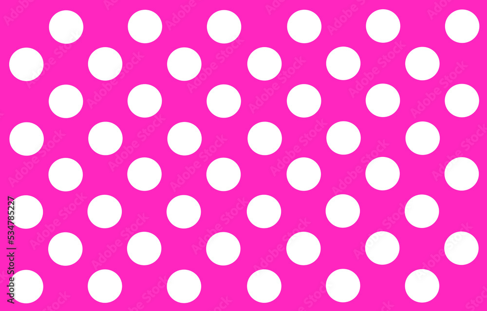 Pink background with white circles.