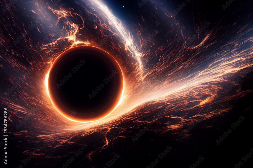 Cosmic Supermassive Black Hole 3D Visualization Artwork Abstract