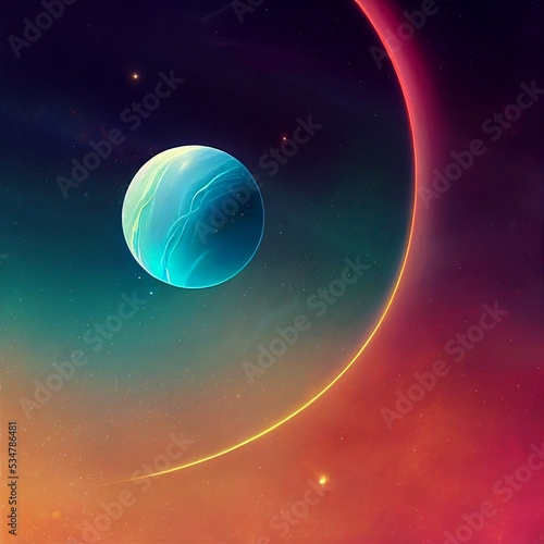 A Colorful illustation of Stars, nebular and planets in Space © Nebuto