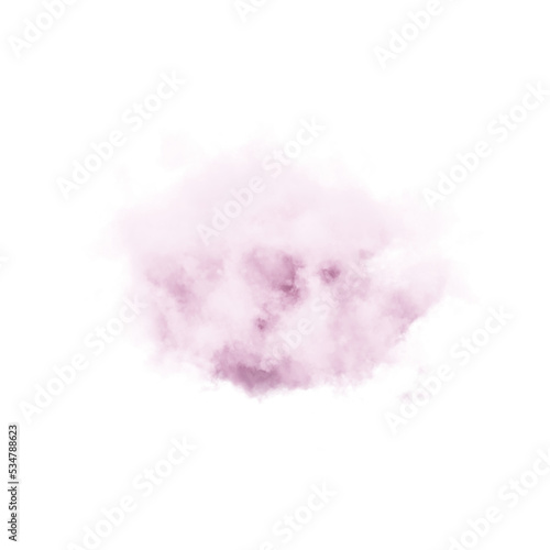 Pink cloud on white background. 3d rendering.