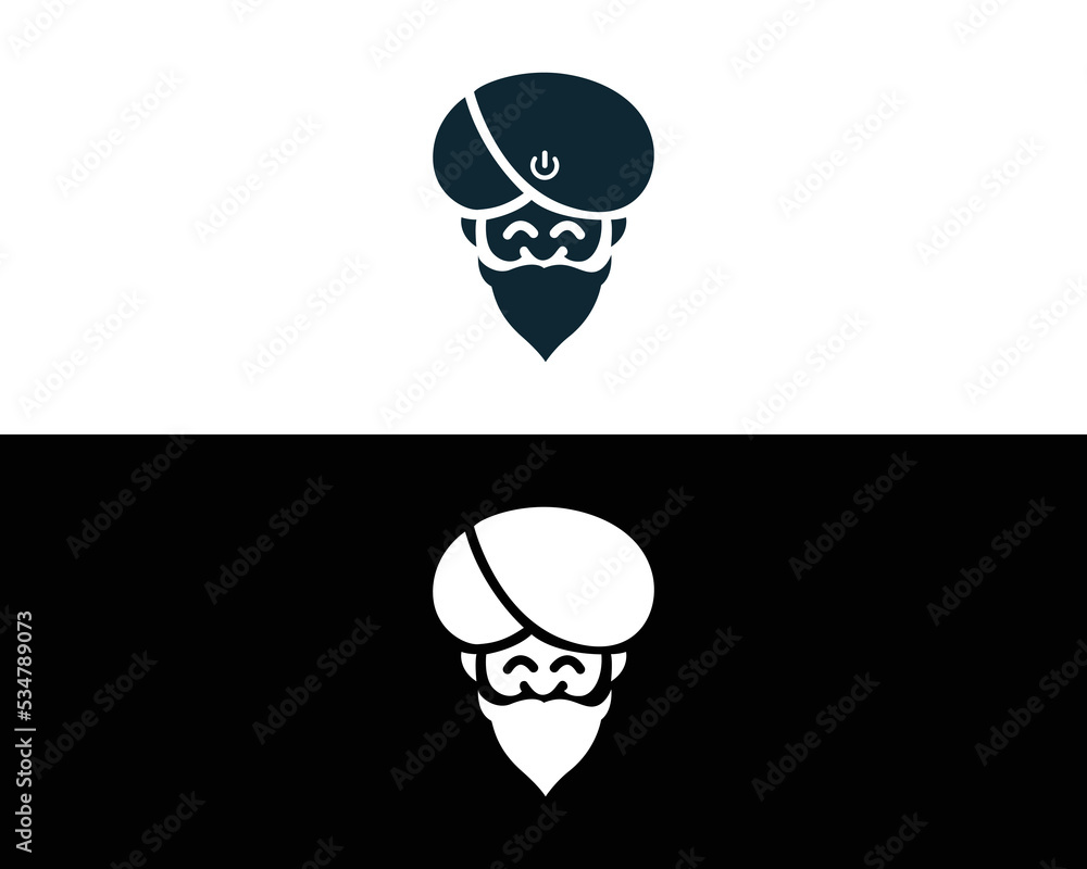 Professional Tech Guru Logo Icon. Vector Illustration of Guru With