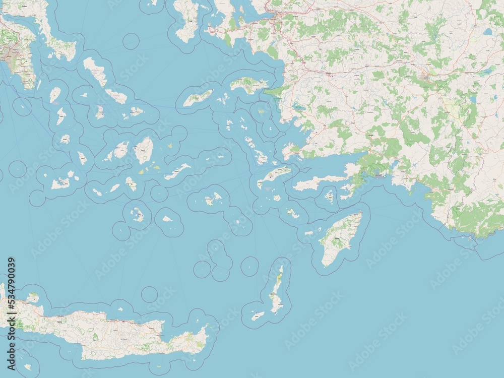 Obraz premium South Aegean, Greece. OSM. No legend