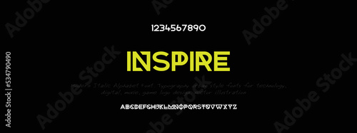 INSPIRE Sports minimal tech font letter set. Luxury vector typeface for company. Modern gaming fonts logo design.