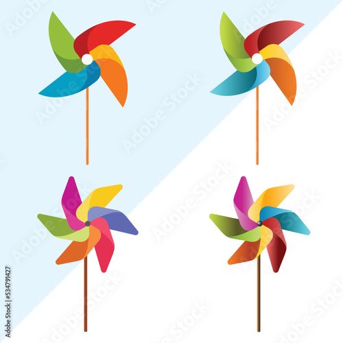 Pinwheel design illustration set, pinwheel or firki illustration design set