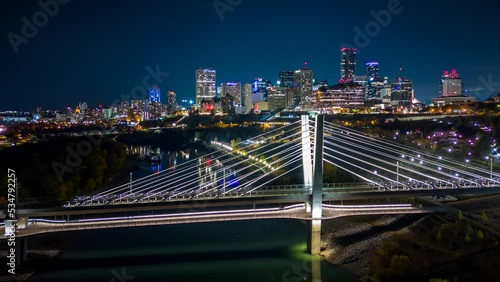 Hyperlapse of Tawatina LRT bridge and downtown Edmonton
