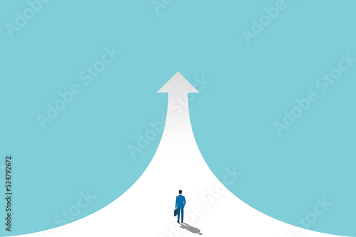 businessman looking at path the possibility of successful career growth.