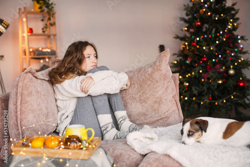 Young woman feeling alone during christmas holiday
