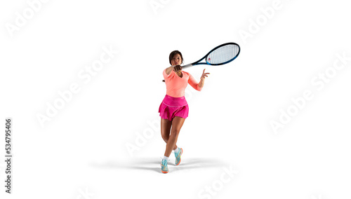 Woman playing tennis isolated on white © VIAR PRO studio
