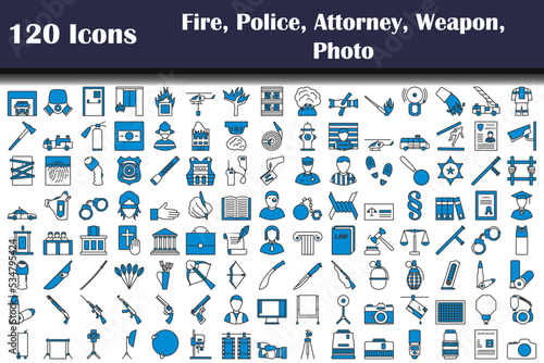 120 Icons Of Fire, Police, Attorney, Weapon, Photo