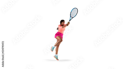 Woman playing tennis isolated on white © VIAR PRO studio