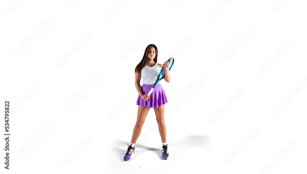 Woman playing tennis isolated on white Woman playing tennis isolated on white
