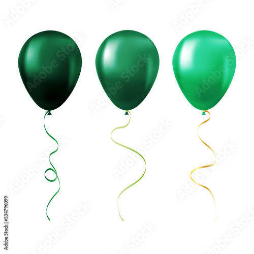 Balloon set isolated on white background Set of green balloons