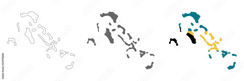 Highly detailed Bahamas map with borders isolated on background Highly detailed Bahamas map with borders isolated on background