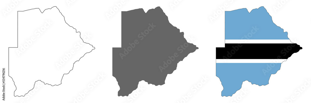 Highly detailed Botswana map  with borders isolated on background