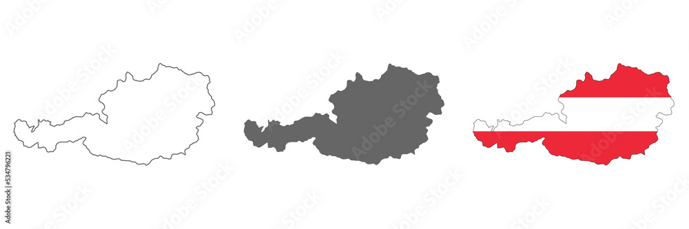 Highly detailed Austria map with borders isolated on background