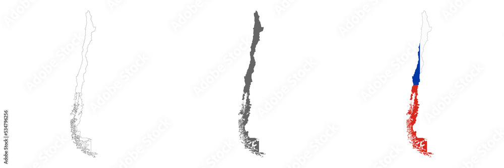 Fototapeta premium Highly detailed Chile map with borders isolated on background