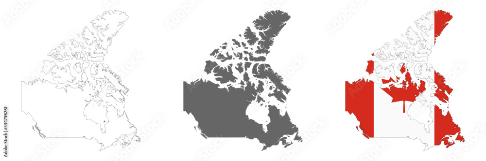 Highly detailed Canada map with borders isolated on background
