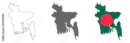 Highly detailed Bangladesh map with borders isolated on background