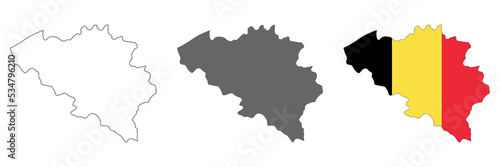 Highly detailed Belgium map with borders isolated on background