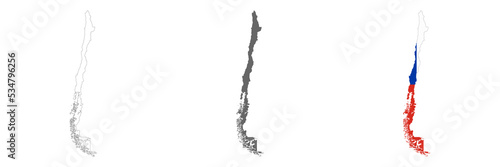 Highly detailed Chile map with borders isolated on background