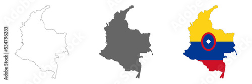 Highly detailed Colombia map with borders isolated on background