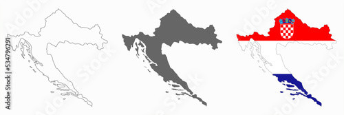 Highly detailed Croatia map with borders isolated on background