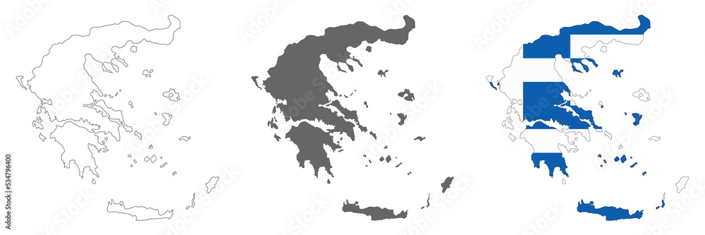 Highly detailed Greece map with borders isolated on background