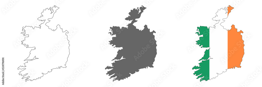 Highly detailed Ireland map with borders isolated on background