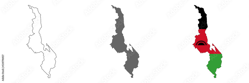Highly detailed Malawi map with borders isolated on background Highly detailed Malawi map with borders isolated on background