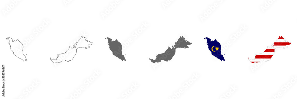 Highly detailed Malaysia map with borders isolated on background