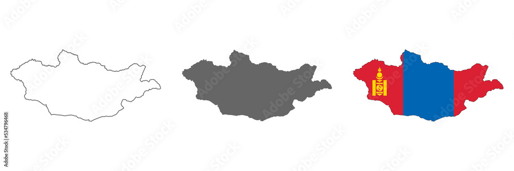 Fototapeta premium Highly detailed Mongolia map with borders isolated on background
