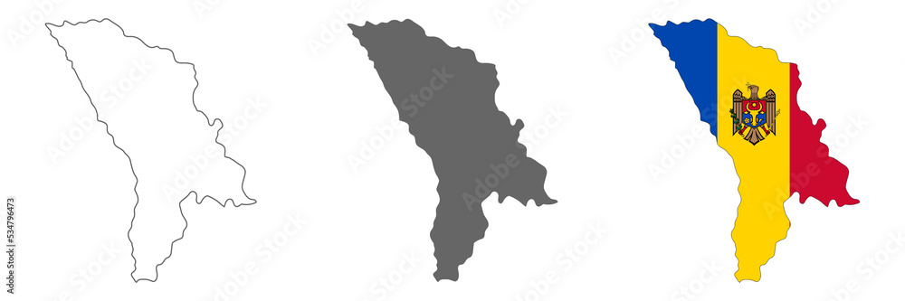 Highly detailed Moldova map with borders isolated on background