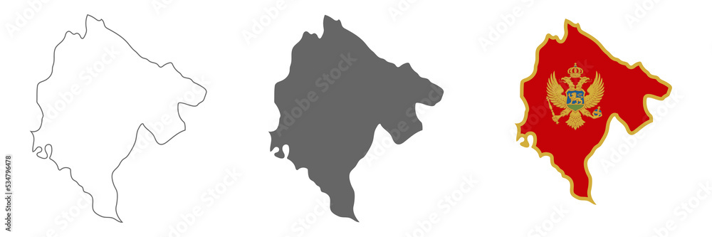 Highly detailed Montenegro map with borders isolated on background