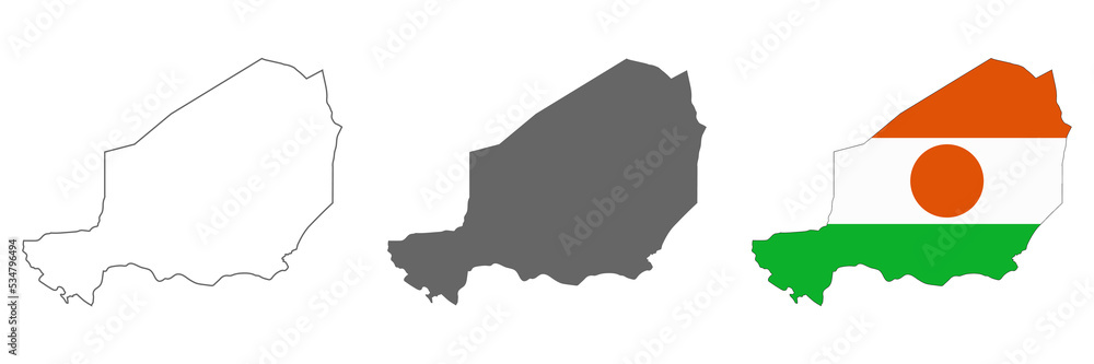 Fototapeta premium Highly detailed Niger map with borders isolated on background