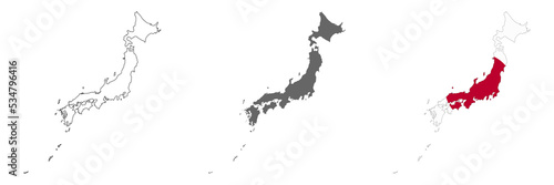 Highly detailed Japan map with borders isolated on background