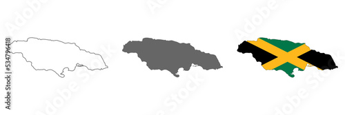 Highly detailed Jamaica map with borders isolated on background