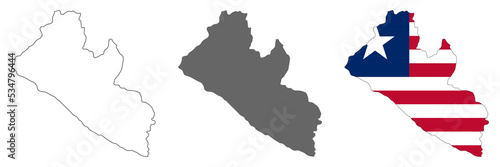 Highly detailed Liberia map with borders isolated on background