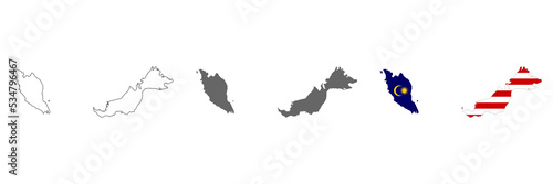 Highly detailed Malaysia map with borders isolated on background