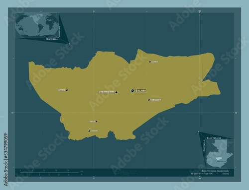 Baja Verapaz, Guatemala. Solid. Labelled points of cities photo