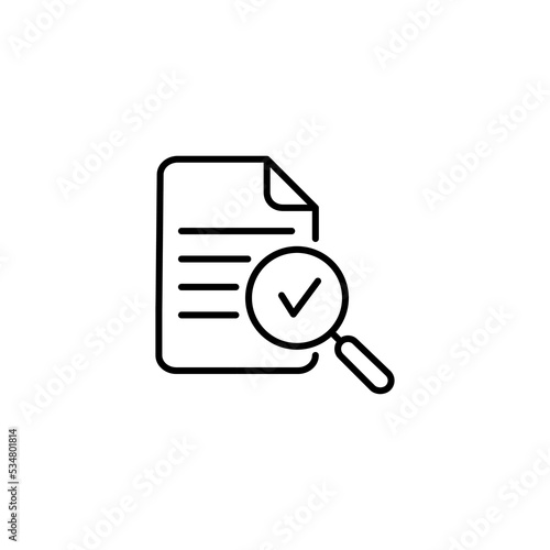 magnifying glass like check assess. scrutiny plan, verify service critique process and annual examination concept design quality sign or success proven on white background eps 10