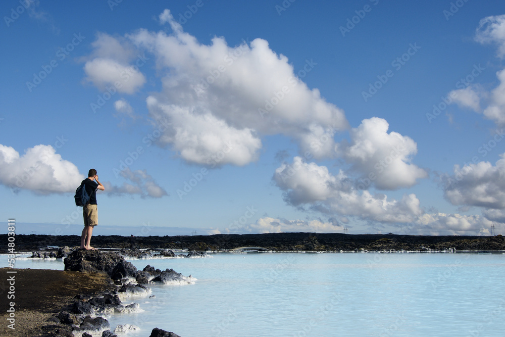 Photographers take in the blue lagoon in Iceland
