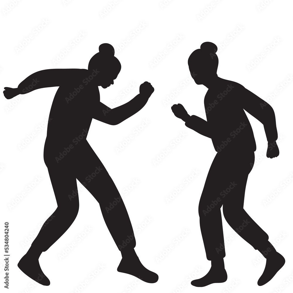women dancing silhouette on white background isolated women dancing silhouette on white background isolated
