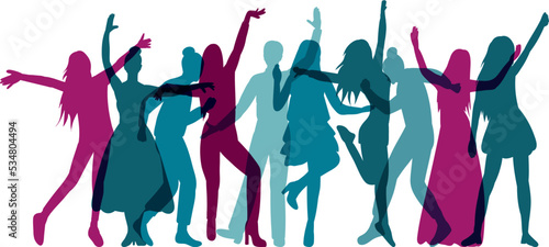 people dancing, silhouette on white background isolated vector