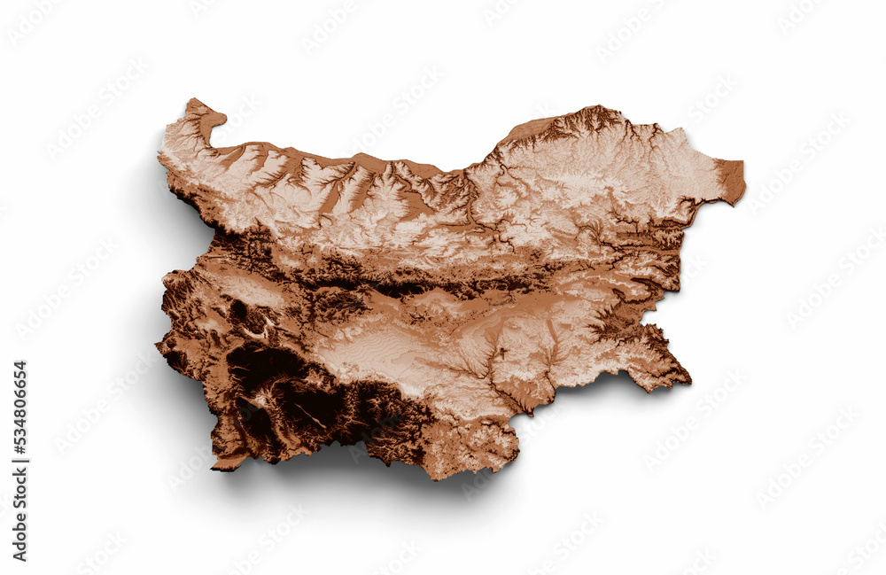 Fototapeta premium Map of Bulgaria in old style, brown graphics in a retro style Vintage Style. High detailed 3d illustration