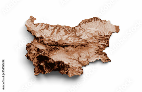 Map of Bulgaria in old style, brown graphics in a retro style Vintage Style. High detailed 3d illustration