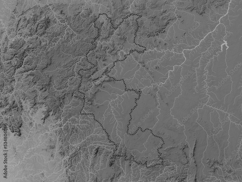 Naklejka premium Faranah, Guinea. Grayscale. No legend