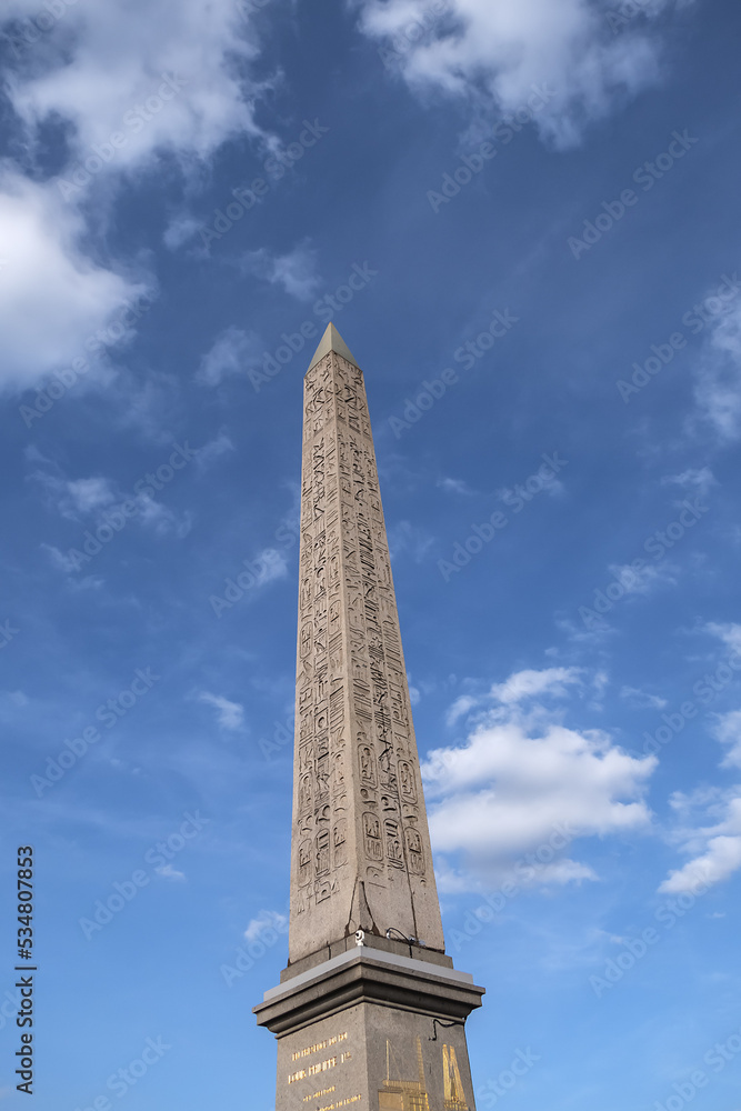 The Luxor Egyptian Obelisk at Place de la Concorde. Paris, France.